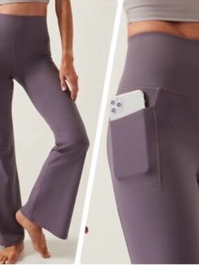 Athleta Salutation Stash High Rise Flare Pant Damask Mauve Size 1X Pockets